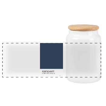 Fortschritt entsteht durch Bewegung Poster - Panorama Keksdose mit Holzdeckel - Weiß - Vorne