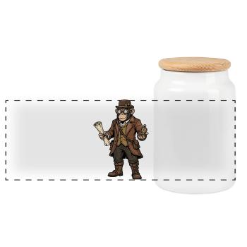 Monkey Explorer Steampunk Retro-Abenteuer - Panorama Keksdose mit Holzdeckel - Weiß - Vorne