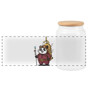 Panda Aviator Steampunk Propulsion Steam Cute - Panorama Keksdose mit Holzdeckel - Weiß - Vorne