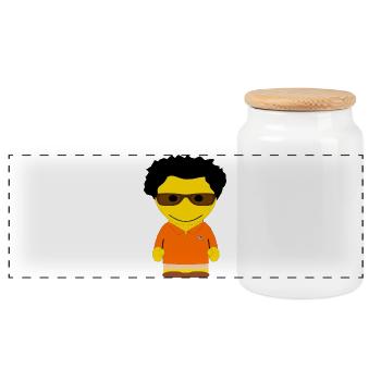 GEEKLEY Orange Summer Collection - Panoramic Cookie Jar with Wooden Lid - white - Front