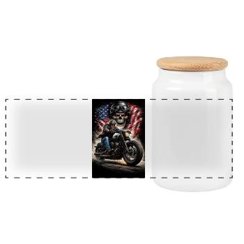Freedom spirit - Panoramic Cookie Jar with Wooden Lid - white - Front