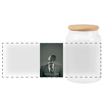 Privacy Is An Illusion Poster Minimal - Panoramic Cookie Jar with Wooden Lid - white - Front