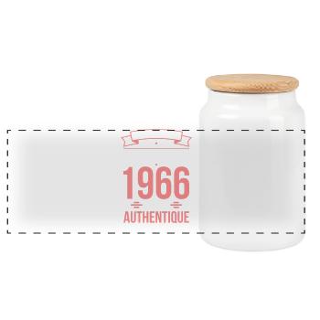 Anniversaire 60 ans - Originale - Mai 1966 - Boîte à biscuits avec couvercle en bois - blanc - Devant