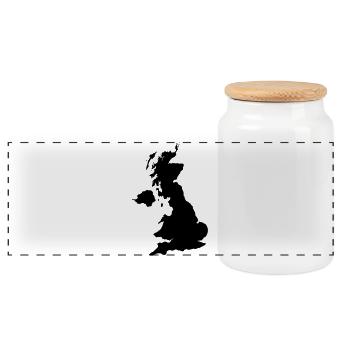 England - Panoramic Cookie Jar with Wooden Lid - white - Front
