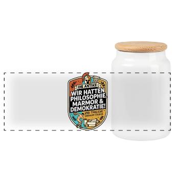 Antike Philosophie Demokratie Humor - Panorama Keksdose mit Holzdeckel - Weiß - Vorne