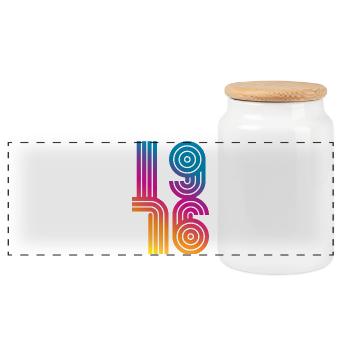 Millésime 1976 - Boîte à biscuits avec couvercle en bois - blanc - Devant