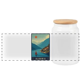 Découvrez les plages et les villes historiques d’Albanie - Boîte à biscuits avec couvercle en bois - blanc - Devant