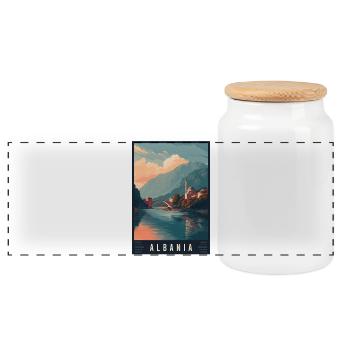 Explorez les Alpes balnéaires et les villes historiques d’Albanie - Boîte à biscuits avec couvercle en bois - blanc - Devant