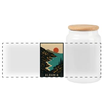 Explorez les plages, les montagnes et l’histoire de l’Albanie - Boîte à biscuits avec couvercle en bois - blanc - Devant
