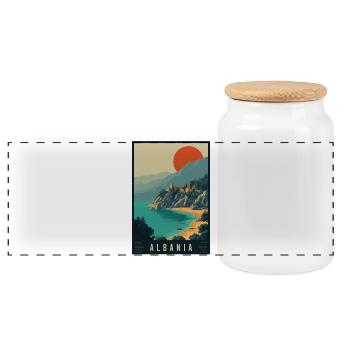 Découvrez les plages, les montagnes et l’histoire de l’Albanie - Boîte à biscuits avec couvercle en bois - blanc - Devant