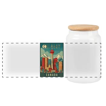 Découvrez la scène urbaine pittoresque de Calgary au Canada - Boîte à biscuits avec couvercle en bois - blanc - Devant