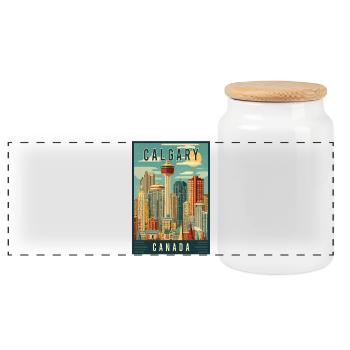 Découvrez la scène urbaine pittoresque de Calgary au Canada - Boîte à biscuits avec couvercle en bois - blanc - Devant