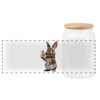 Hare - Panoramic Cookie Jar with Wooden Lid - white - Front
