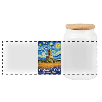 Ouagadougou Burkina Faso Starry Night - Panorama Keksdose mit Holzdeckel - Weiß - Vorne