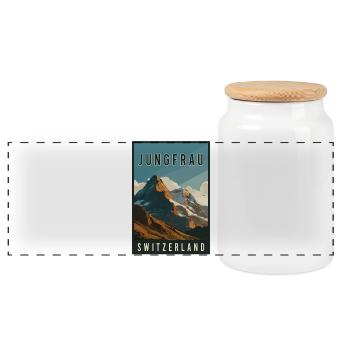 Erleben Sie die Schweizer Landschaft Jungfrau in der Schweiz - Panorama Keksdose mit Holzdeckel - Weiß - Vorne