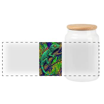 Gecko - Panoramic Cookie Jar with Wooden Lid - white - Front
