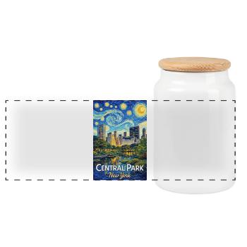 Starry Night over Central Park New York - Panoramic Cookie Jar with Wooden Lid - white - Front