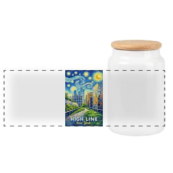 High Line New York Scenery - Panoramic Cookie Jar with Wooden Lid - white - Front