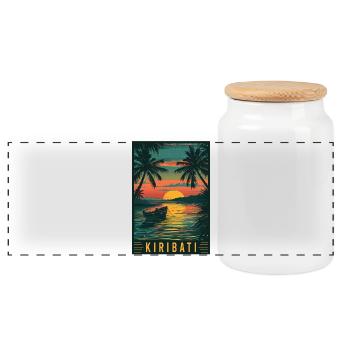 Erleben Sie das tropische Inselparadies Kiribati - Panorama Keksdose mit Holzdeckel - Weiß - Vorne
