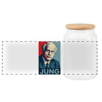 Jung Pop Art Portrait - Boîte à biscuits avec couvercle en bois - blanc - Devant