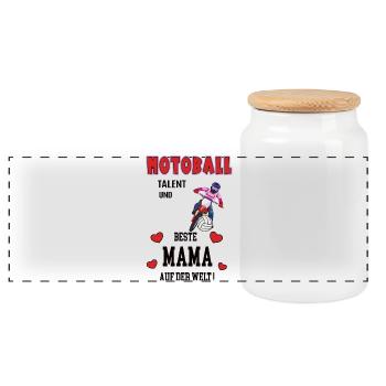 Motoball Beste Mama Mutter Muttertag Geburtstag - Panorama Keksdose mit Holzdeckel - Weiß - Vorne