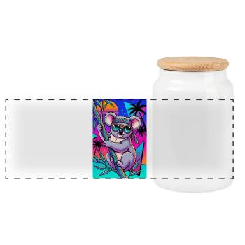 Koala - Panoramic Cookie Jar with Wooden Lid - white - Front