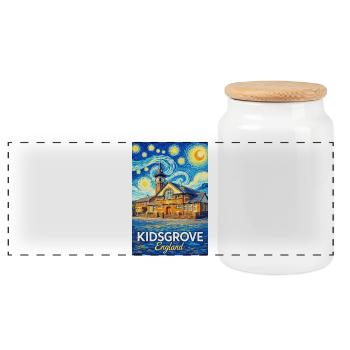 KIDSGROVE England Wirbelhimmel - Panorama Keksdose mit Holzdeckel - Weiß - Vorne