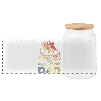 Rollschuh Papa - Panorama Keksdose mit Holzdeckel - Weiß - Vorne