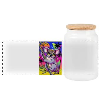 Koala - Panoramic Cookie Jar with Wooden Lid - white - Front