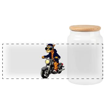 Girafes moto - Boîte à biscuits avec couvercle en bois - blanc - Devant