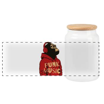 Gorilla Punk Musik Kapuzenpulli T-Shirt - Panorama Keksdose mit Holzdeckel - Weiß - Vorne