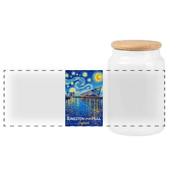Kingston Hull Angleterre Nuit au bord de l’eau - Boîte à biscuits avec couvercle en bois - blanc - Devant