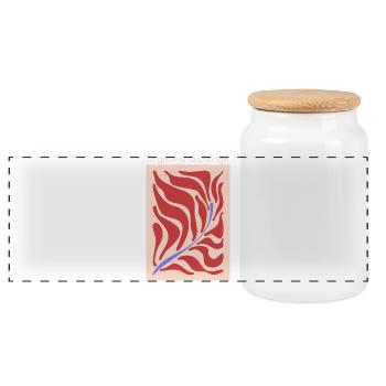 Croissance par le changement – motif de forme des feuilles - Boîte à biscuits avec couvercle en bois - blanc - Devant