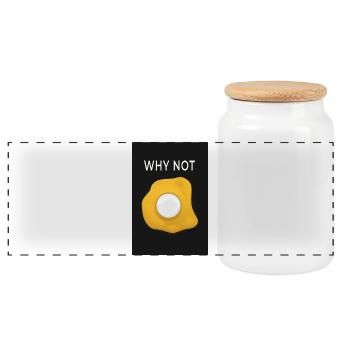 Why Not Minimal Poster Egg Design Modern - Panoramic Cookie Jar with Wooden Lid - white - Front