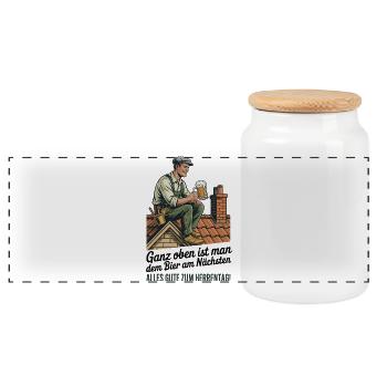 Dachdecker Papa Herrentag Vatertag Bier Geschenk - Panorama Keksdose mit Holzdeckel - Weiß - Vorne