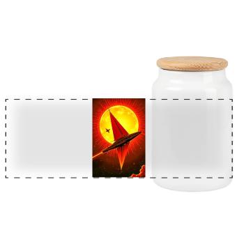 Paysages spatiaux rétro-futuristes, esthétique des années 1960 - Boîte à biscuits avec couvercle en bois - blanc - Devant