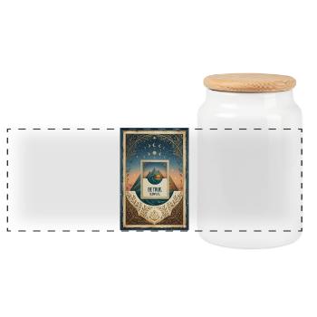 Be True. Slow Life. - Panoramic Cookie Jar with Wooden Lid - white - Front