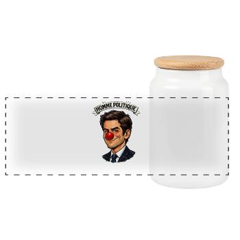 Homme politique menteur clown t-shirt couleur - Boîte à biscuits avec couvercle en bois - blanc - Devant