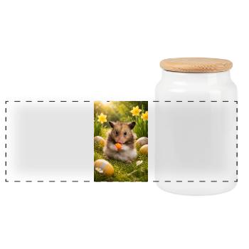 Chico 11: Easter 2026 - Panoramic Cookie Jar with Wooden Lid - white - Front