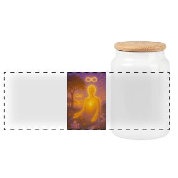 Aura of Infinity - Panoramic Cookie Jar with Wooden Lid - white - Front