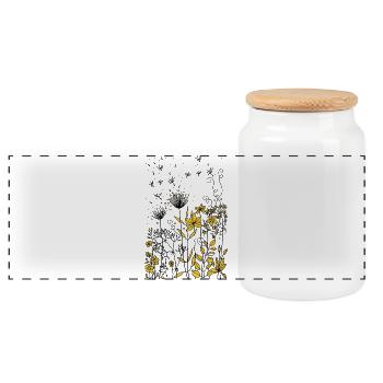 Blumen - Panorama Keksdose mit Holzdeckel - Weiß - Vorne