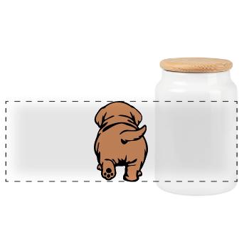 Dog Back - Panoramic Cookie Jar with Wooden Lid - white - Front