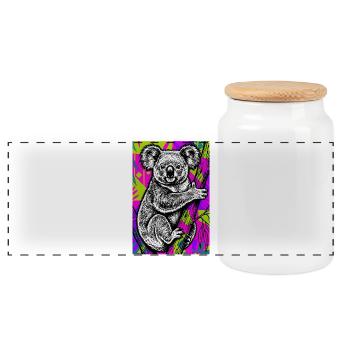 Koala - Panoramic Cookie Jar with Wooden Lid - white - Front