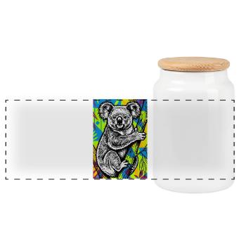 Koala - Panoramic Cookie Jar with Wooden Lid - white - Front