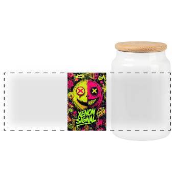 Graffiti de signaux au xénon - Boîte à biscuits avec couvercle en bois - blanc - Devant