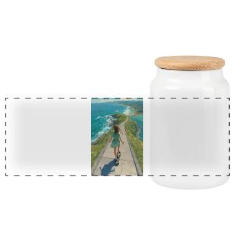Longboarder à crête côtière - Boîte à biscuits avec couvercle en bois - blanc - Devant