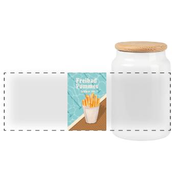 Freibad Pommes Sommer 90s Retro Design - Panorama Keksdose mit Holzdeckel - Weiß - Vorne