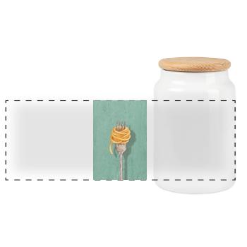 Pasta Fork Reduced Kitchen Design - Panoramic Cookie Jar with Wooden Lid - white - Front