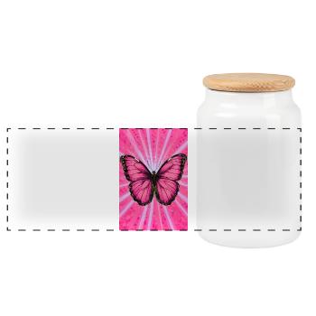 Schmetterling - Panorama Keksdose mit Holzdeckel - Weiß - Vorne