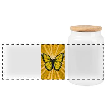 papillon - Boîte à biscuits avec couvercle en bois - blanc - Devant